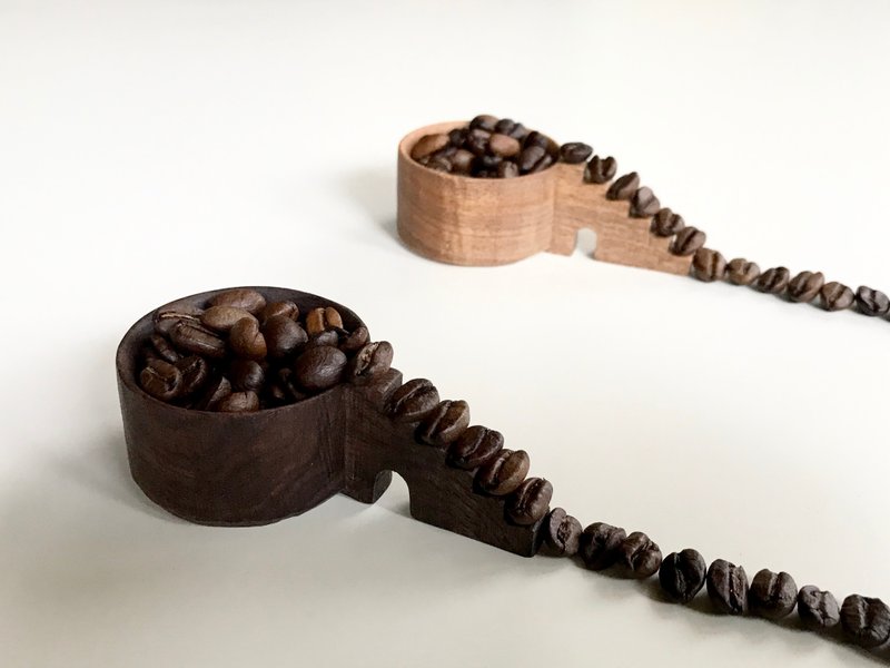Major spoon for coffee beans, stairs, ground beans 7g - 餐刀/叉/匙组合 - 木头 咖啡色