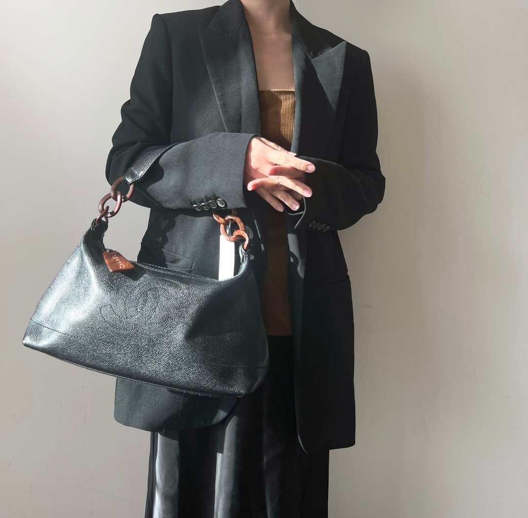 CHANEL罕有梨花木黑色CC车线手提袋侧肩袋 保证卡有贴 美品 中古 - 手提包/手提袋 - 真皮 黑色