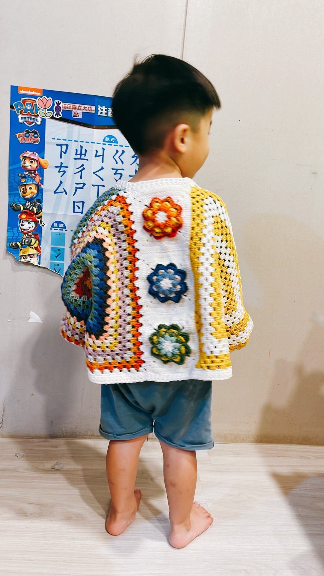 手工钩织-立体花片祖母格撞色外套 亲子外套/儿童外套3y-90cm - 其他 - 棉 多色