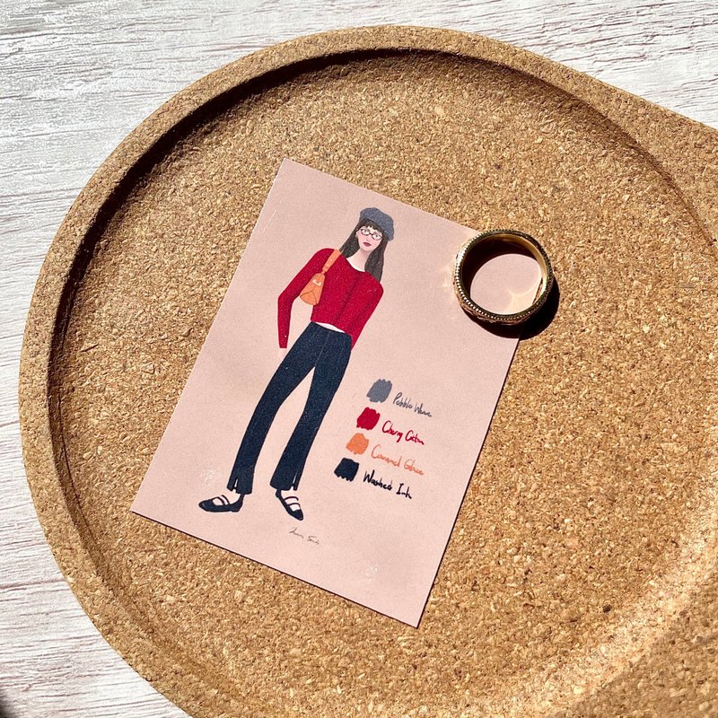 时髦穿搭磁铁贴-Parisian Girl  冰箱贴 人物 插画 - 冰箱贴/磁贴 - 其他材质 粉红色