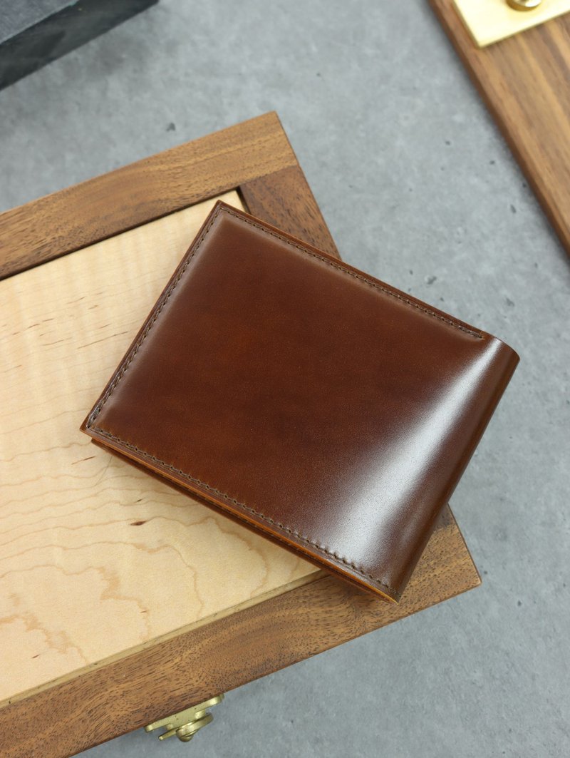 日本新禧马臀皮短银包 男装 短夹 钱包 钱夹 皮夹 - 皮夹/钱包 - 真皮 咖啡色