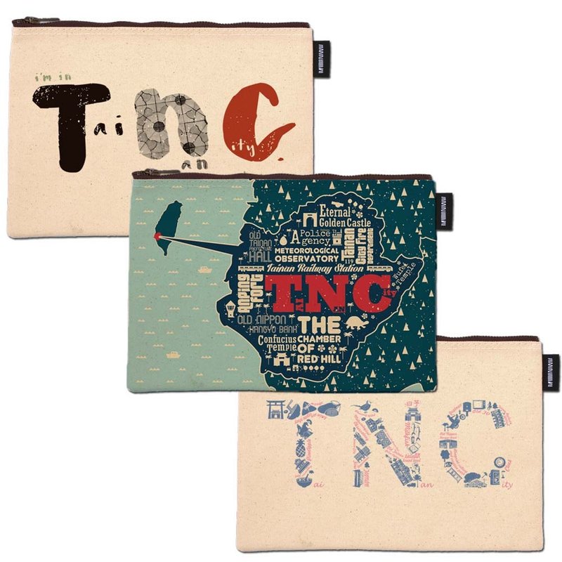 | Tainan City系列 | 合成帆布拉链包/共3款 - 化妆包/杂物包 - 棉．麻 多色