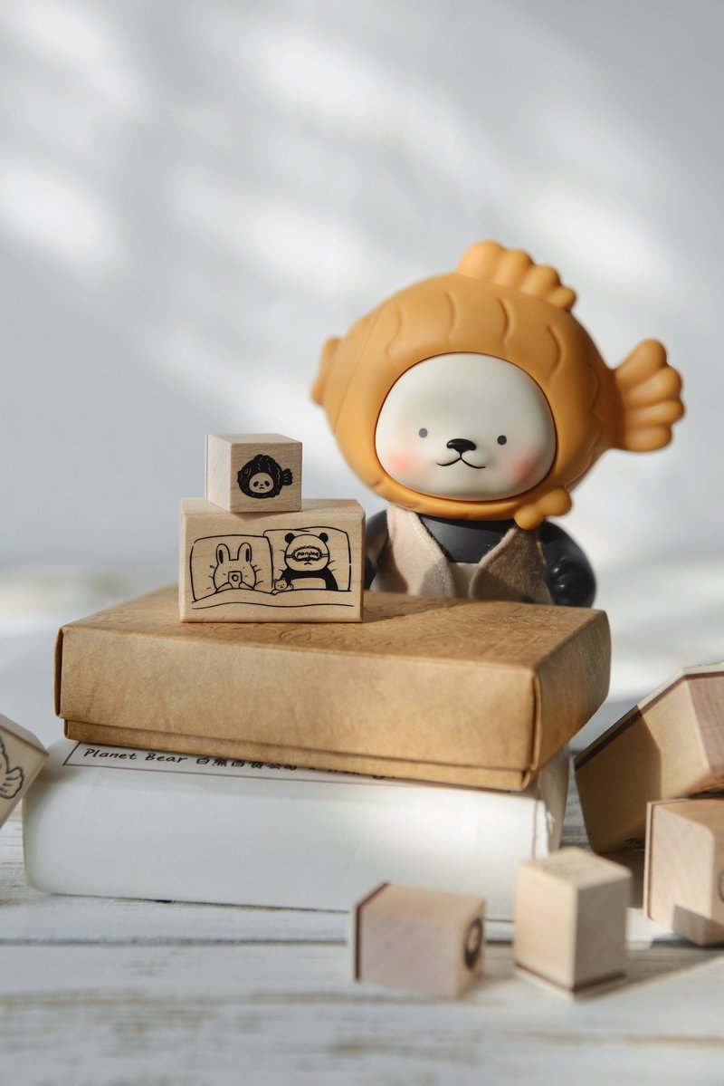 白熊百货 联名章与猴子 PanPan原创潮玩手办玩具合作木质印章套装 - 桌游/玩具 - 其他材质 多色