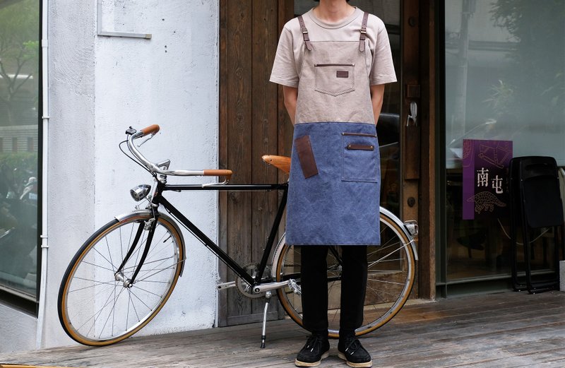 拼接色仿旧水洗美发围裙 - 围裙 - 真皮 