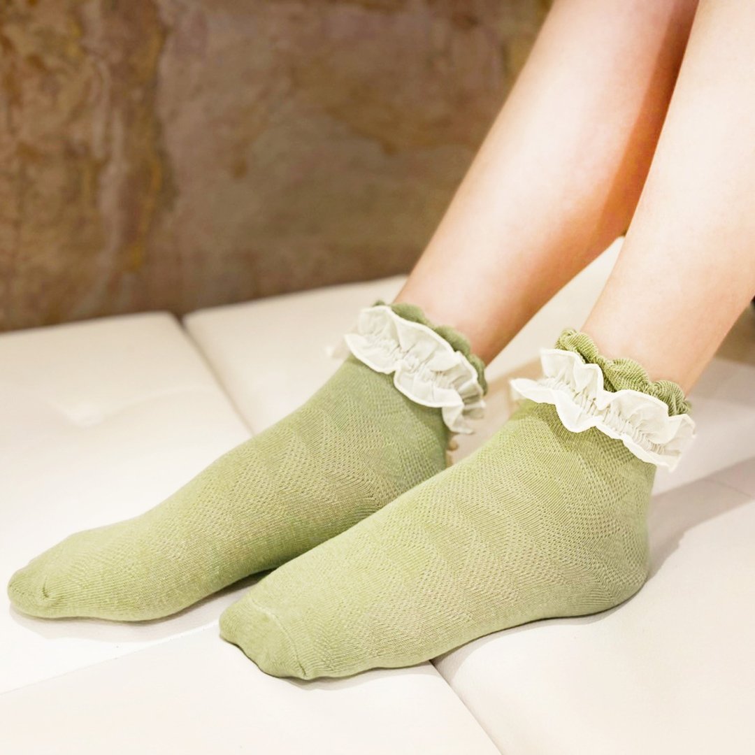 Unni泡泡之语花边袜-棉袜 短袜 袜子 鞋履袜品 sock 女袜 花边袜 - 袜子 - 棉．麻 黑色