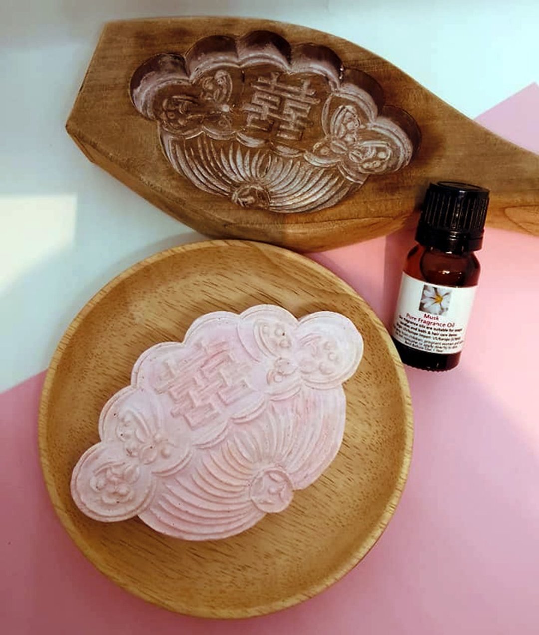 喜饼造型扩香石配香薰油 - 香薰/精油/线香 - 其他材质 粉红色
