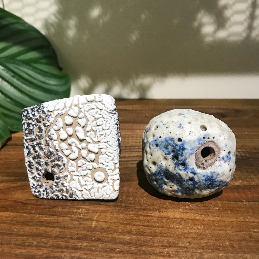 手捏迷你干燥花小花器/陶艺/办公室小物 - 花瓶/陶器 - 陶 白色