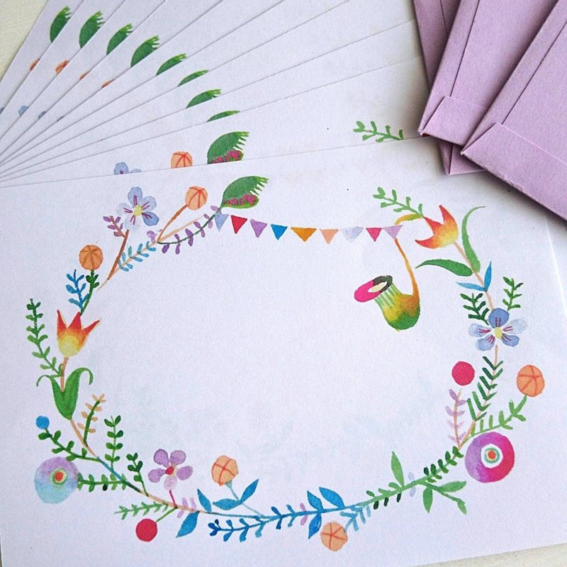 Spring gift flower ring / mini letter set - 卡片/明信片 - 纸 白色