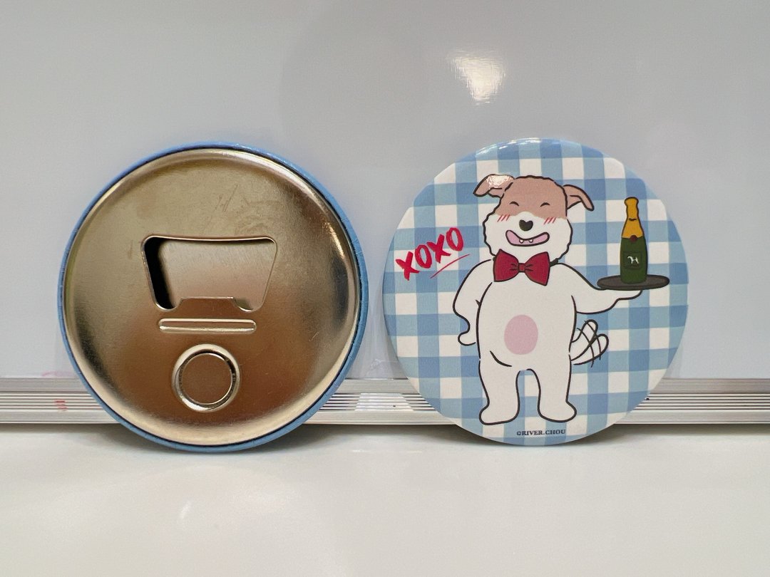 Wirefoxterrier 刚毛猎狐梗 磁铁开瓶器58mm XO 蓝格 - 冰箱贴/磁贴 - 不锈钢 蓝色
