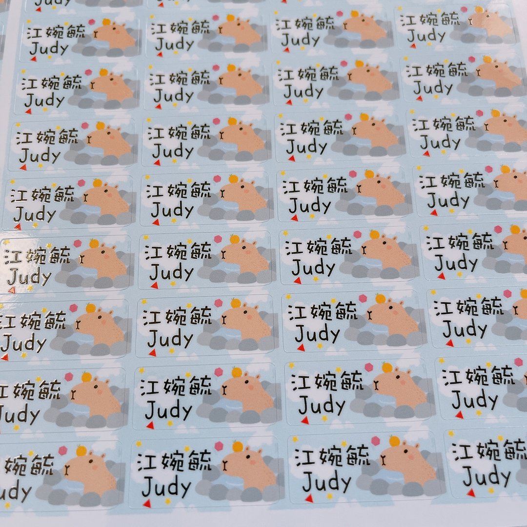 水豚 姓名贴 1.3X3厘米 一份150枚 - 贴纸 - 纸 蓝色