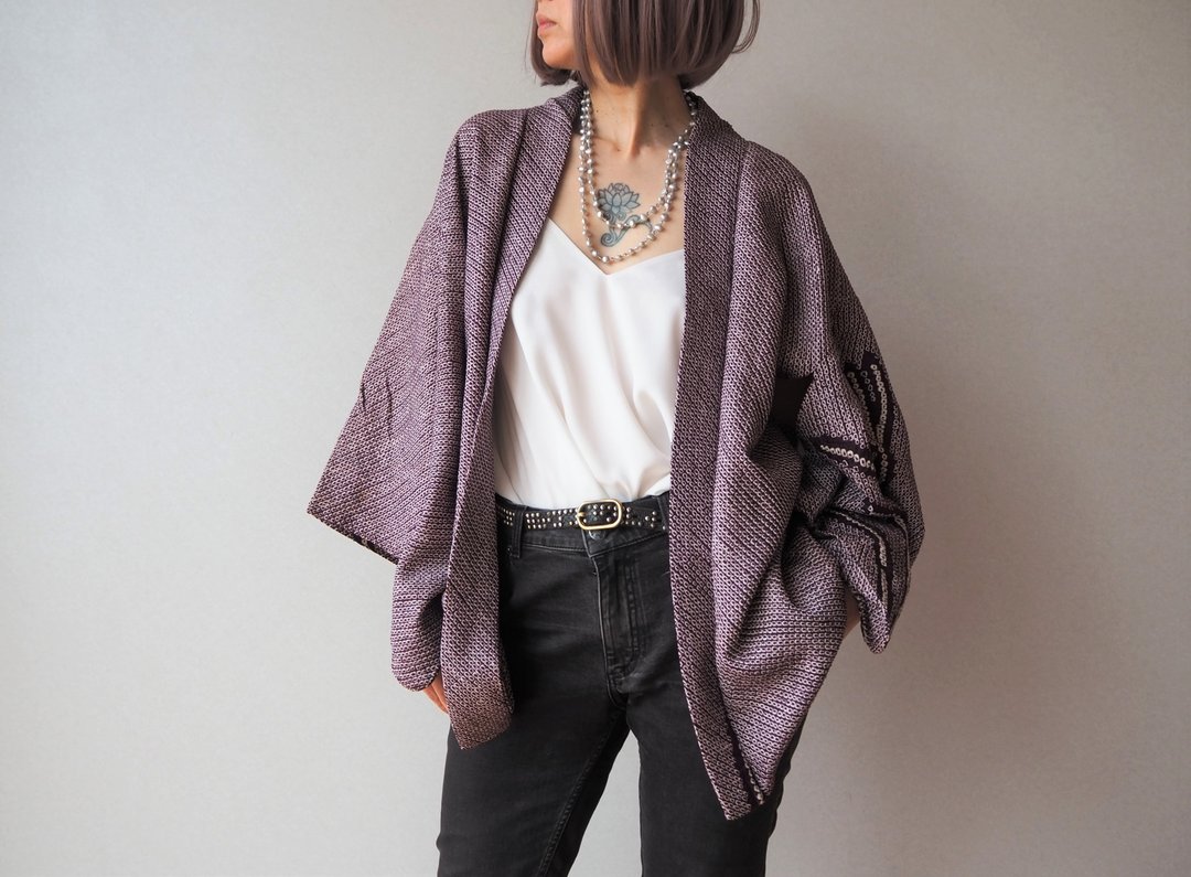 Shibori Tie-Dye Silk 100% Kimono, Exquisite Kimono Jacket - 女装休闲/机能外套 - 丝．绢 