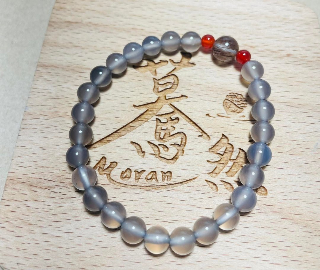 蓦然(手环系列)灰玛瑙--避邪安定 - 手链/手环 - 水晶 灰色