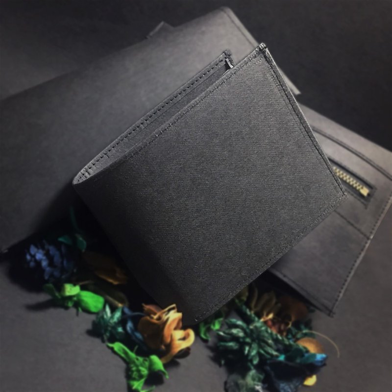 水洗牛皮纸短夹_黑色款 - 皮夹/钱包 - 纸 黑色