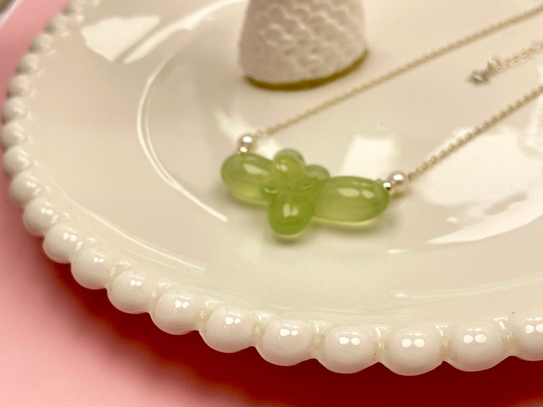 多肉 天然淡水珍珠 岫玉 国风 手机链/钥匙链/书签 - 颈链 - 珍珠 绿色