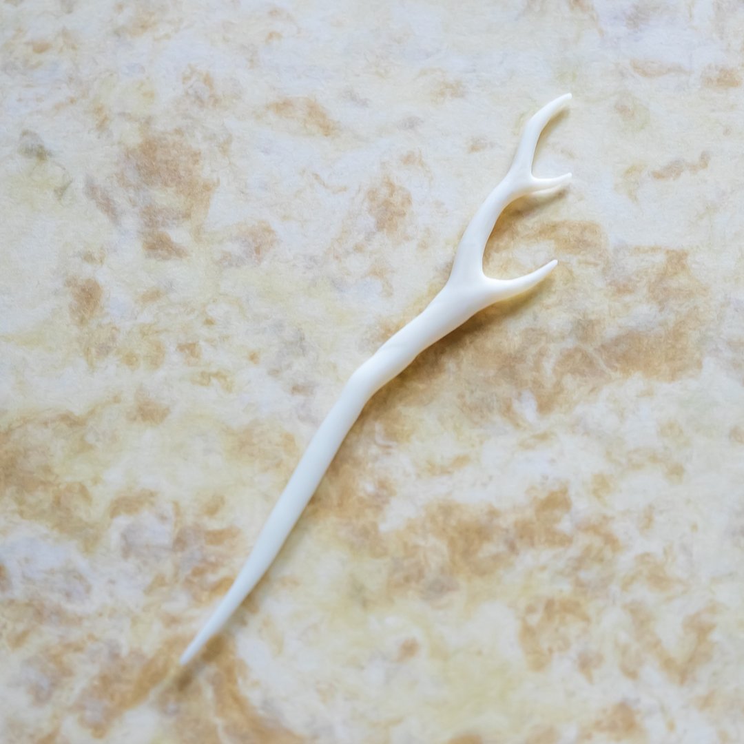 Kanzashi - Deer Horn - 发饰 - 树脂 白色