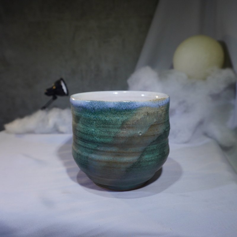 青墨绿手拉碗,茶碗,水方,茶洗,水盂,饭碗-容量约540ml - 碗 - 陶 多色
