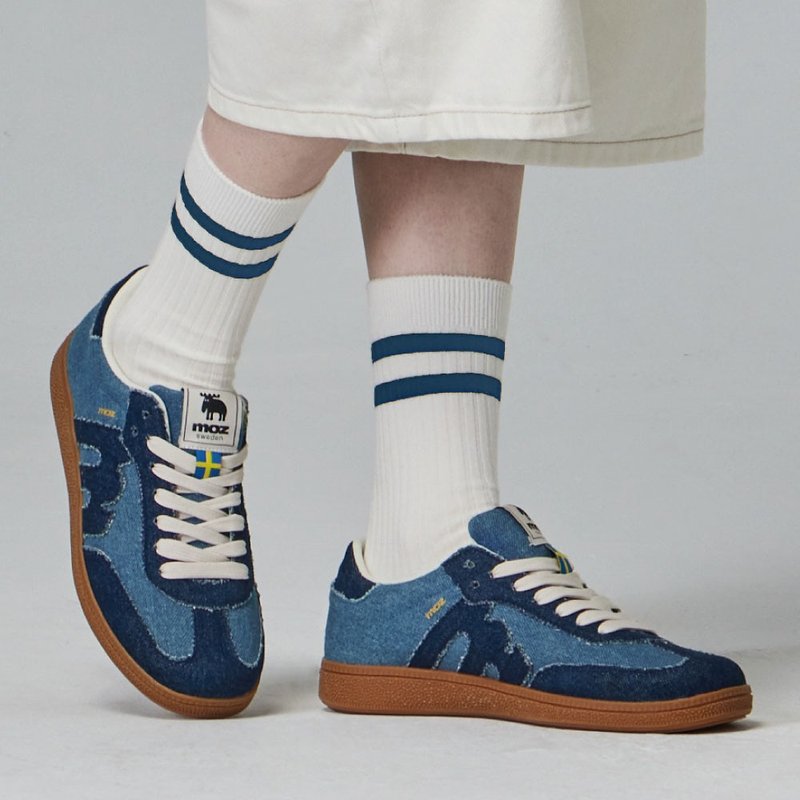 moz瑞典 驼鹿 经典再现 复古 德训鞋 (牛仔蓝) - 其他 - 橡胶 蓝色