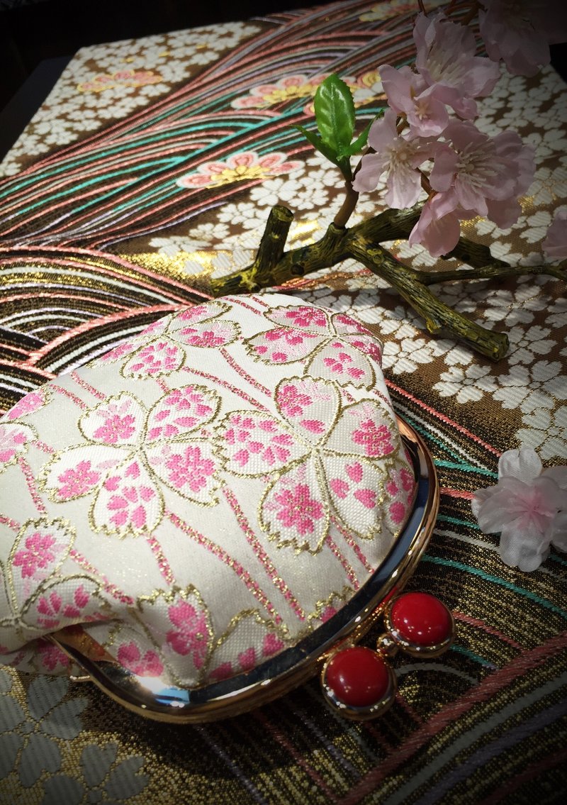 樱花朵朵开青蛙眼口金包 - 皮夹/钱包 - 其他材质 粉红色