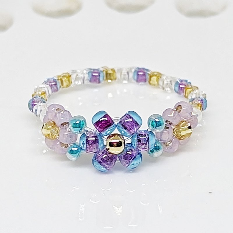 串珠 编织  花  戒指 - 戒指 - 其他材质 紫色