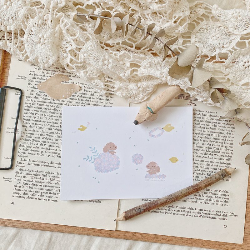 点点星光柠檬鸟飞飞明信片 - 卡片/明信片 - 纸 白色