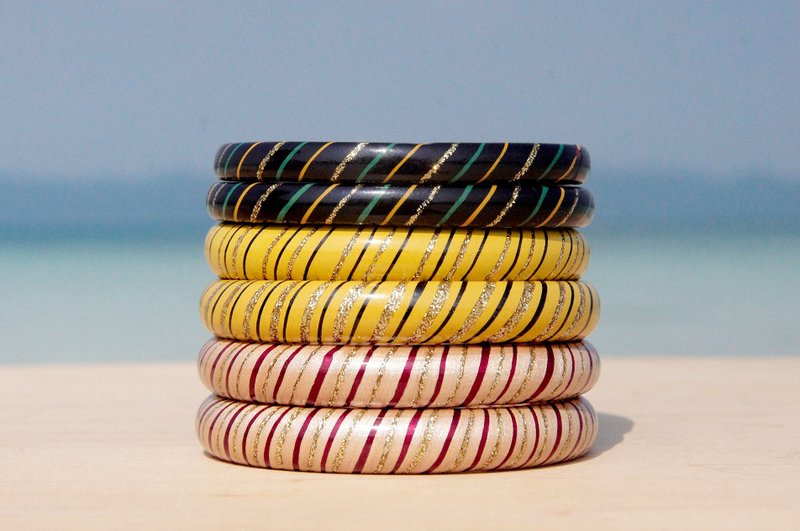 手工宇宙感手镯/渐层手环/天然树脂手镯/手工手环-斑马纹彩色线条 - 手链/手环 - 防水材质 多色