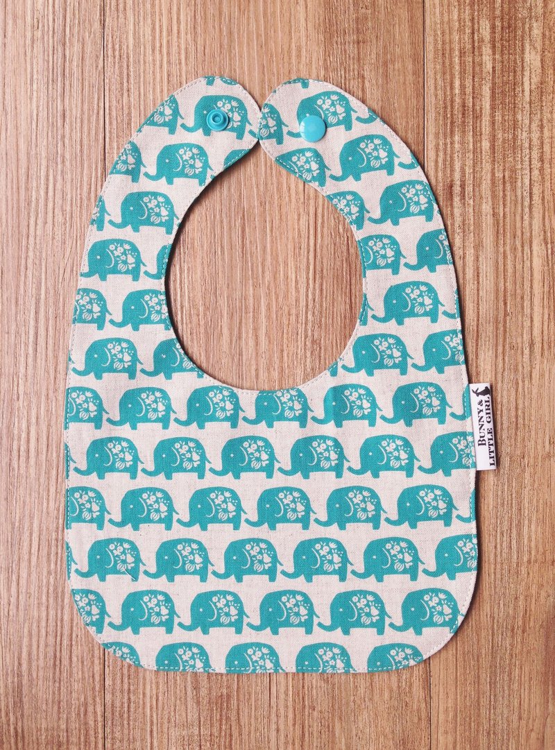 双面围兜-蓝绿大象 - 围嘴/口水巾 - 棉．麻 