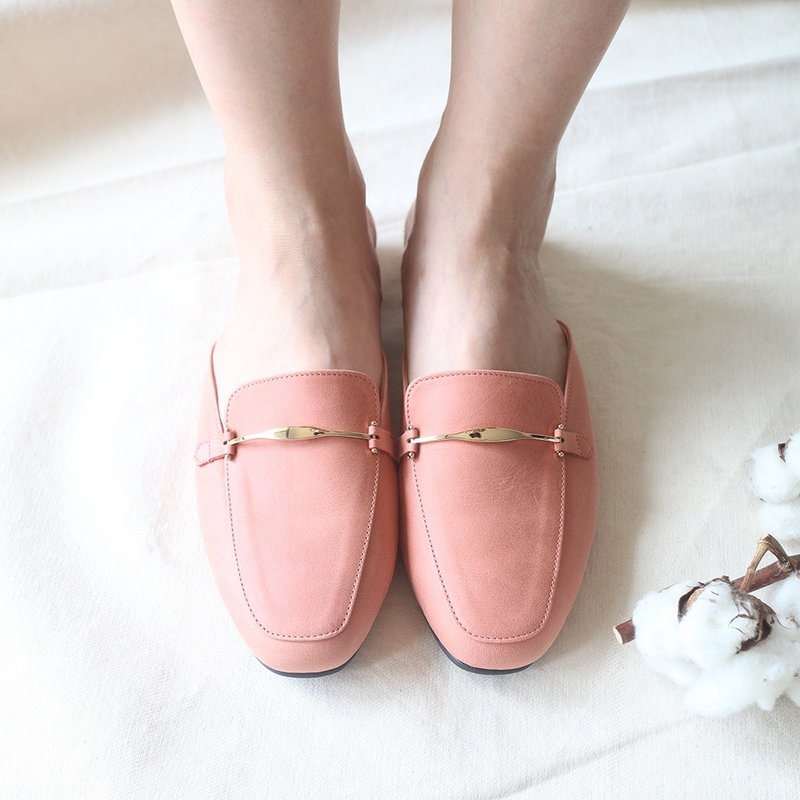 零码特惠【夏娃之书】全真皮穆勒鞋-珊瑚红 - 男女凉鞋 - 真皮 粉红色