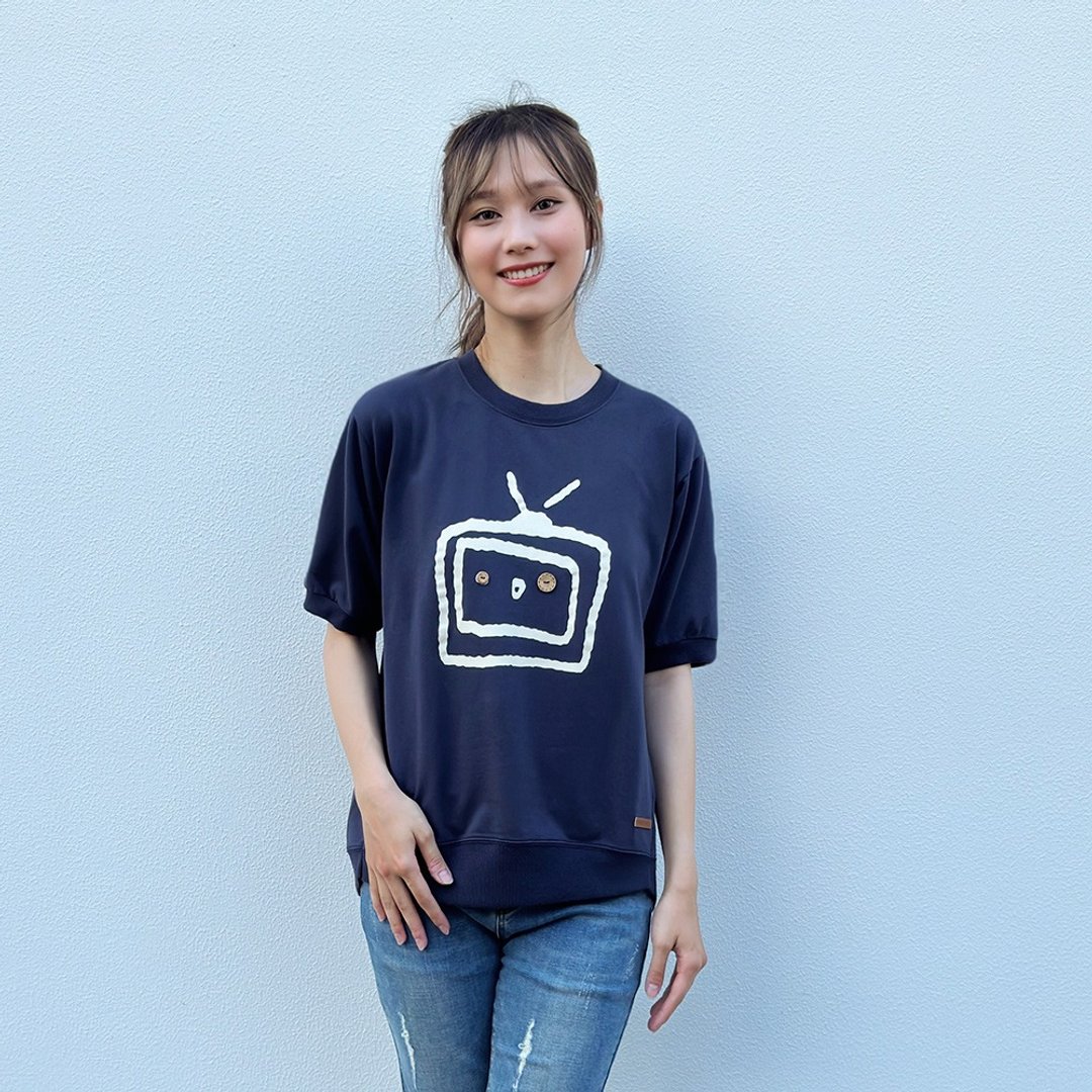 Hana Mokuba 罗纹圆领俏皮TV印花收口上衣 - 女装上衣 - 其他材质 