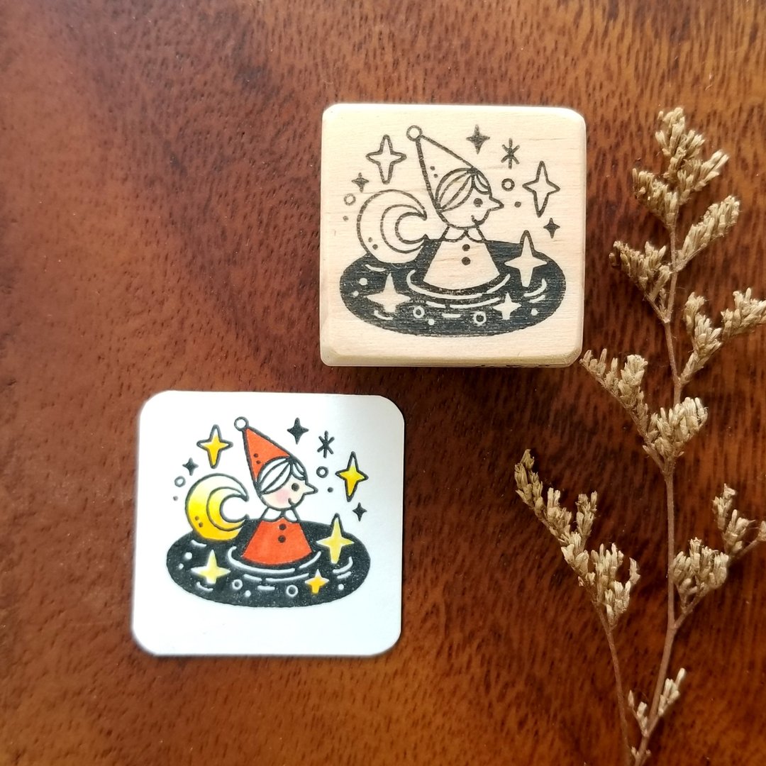 【杯中的小宇宙系列】杯中的小精灵/ 手刻胶板印章 - 印章/印台 - 塑料 