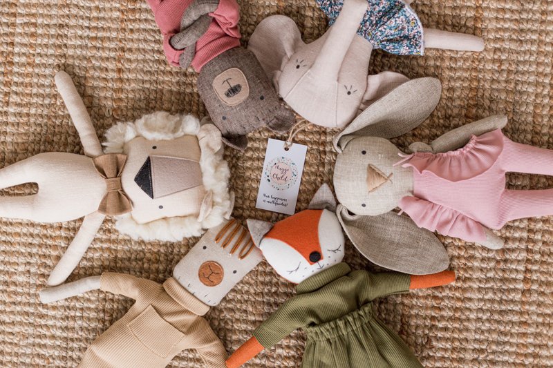 Modern baby toy animal, Children handmade toys, Kids handmade animal doll - 玩具/玩偶 - 环保材料 多色