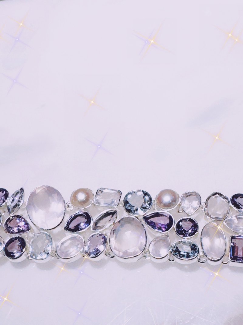 红粉珍珠紫晶佳人宝 - 手链/手环 - 纯银 多色