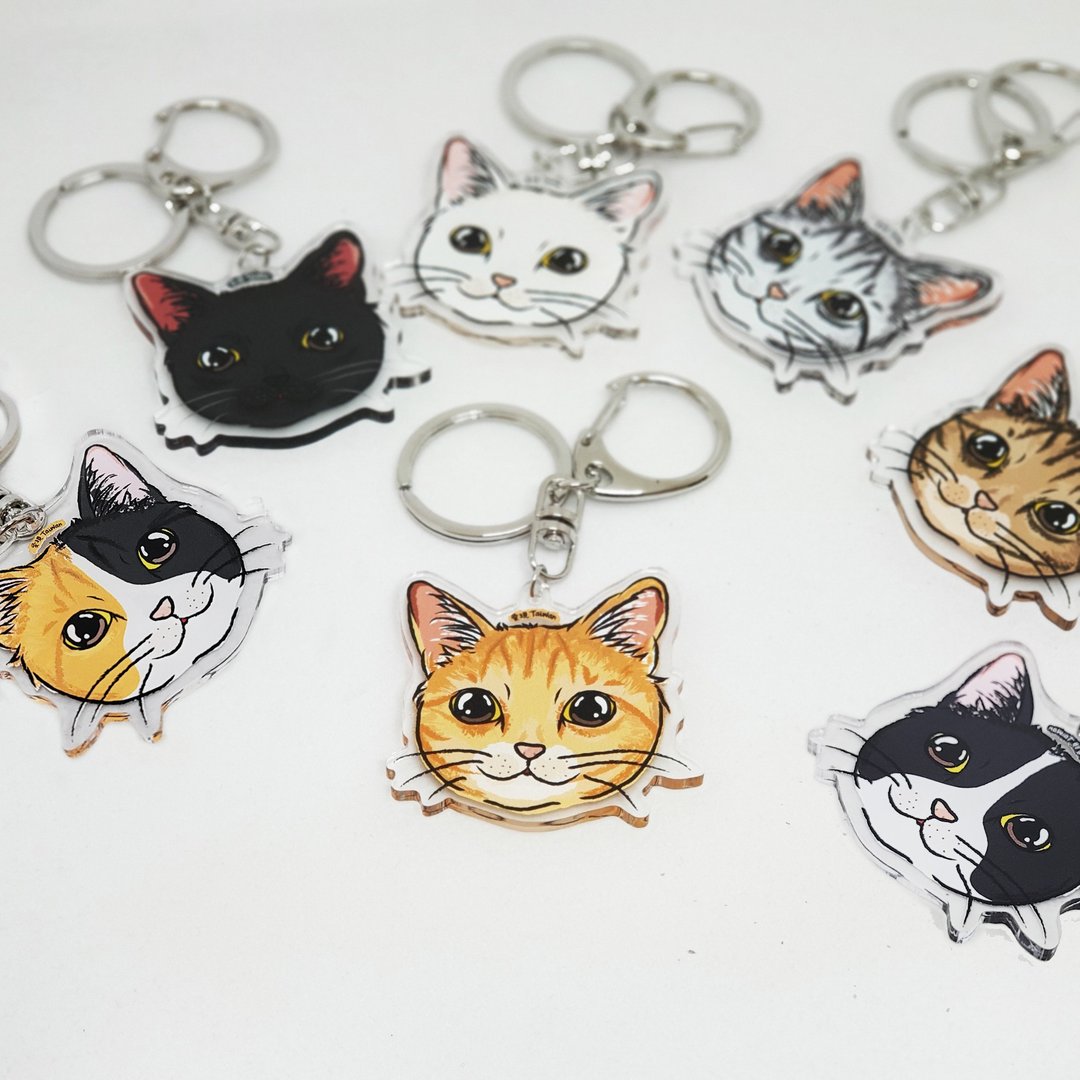 猫咪 自创犬猫多图样 双面 压克力钥匙圈 / 吊饰 / 吊牌 - 其他 - 塑料 多色
