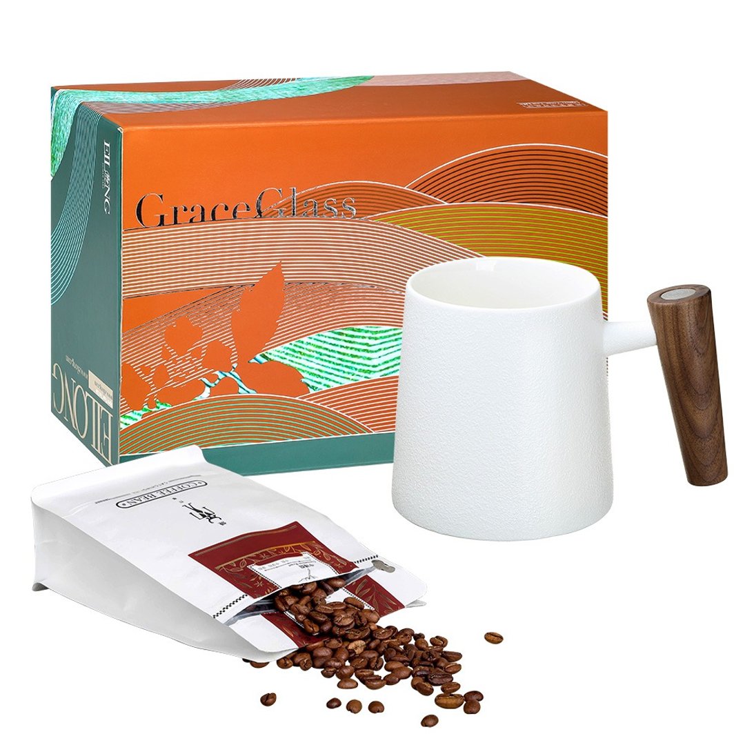 咖啡礼盒A-人文马克杯 / 半磅咖啡豆 - 茶具/茶杯 - 陶 多色