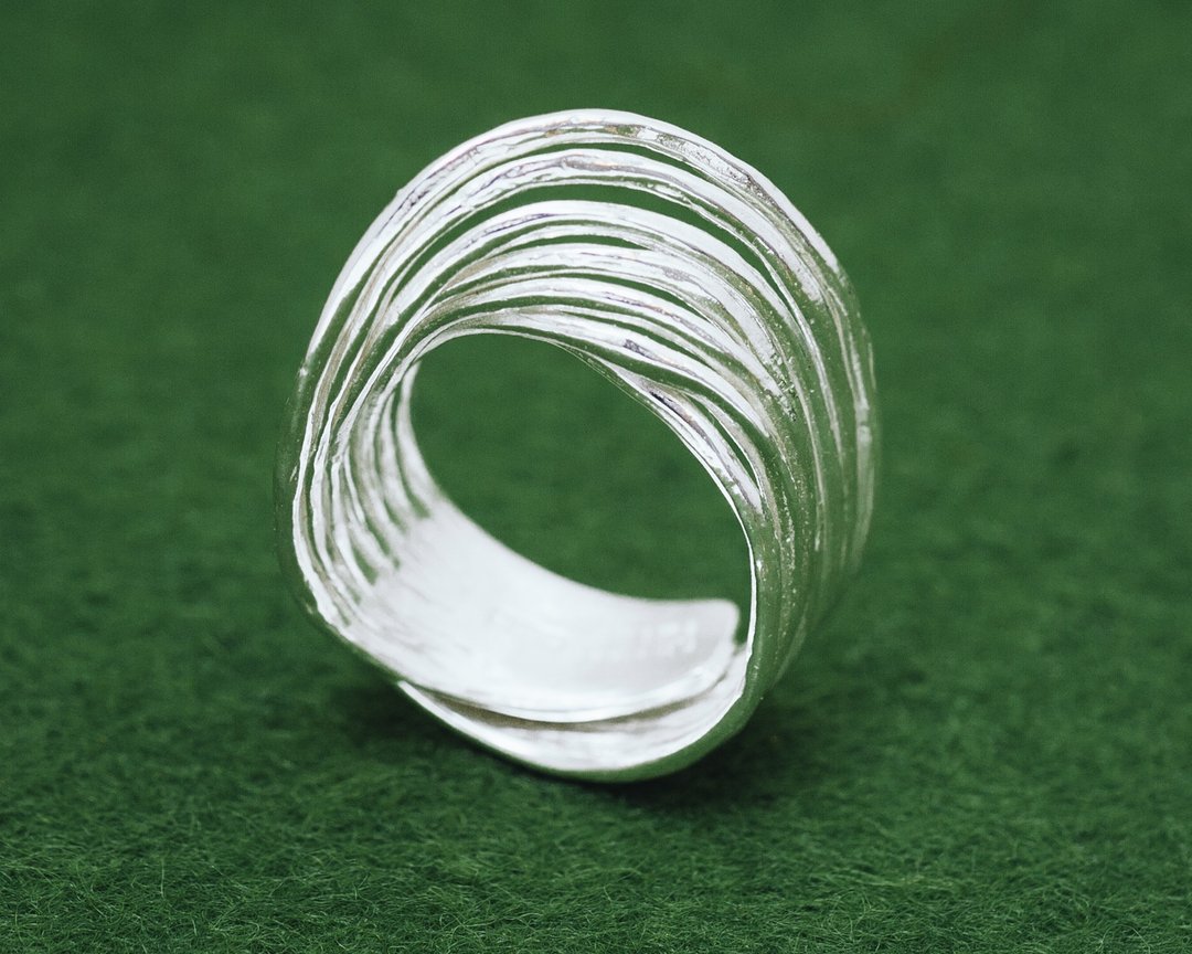 Matsuba Pine ring - Statement ring - Japanese modern - Modern ring - 戒指 - 银 银色