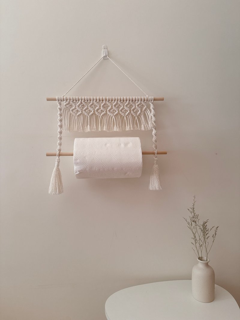 Tannpopo 手作编织 法式乡村风餐巾纸架 壁挂纸巾架 - 摆饰 - 棉．麻 白色
