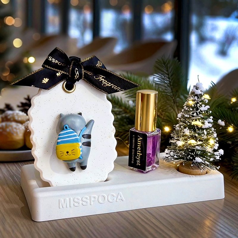 【包邮・24H出货】圣诞香氛礼盒5件组+送提袋・猫咪圣诞微光景 - 香薰/精油/线香 - 精油 绿色