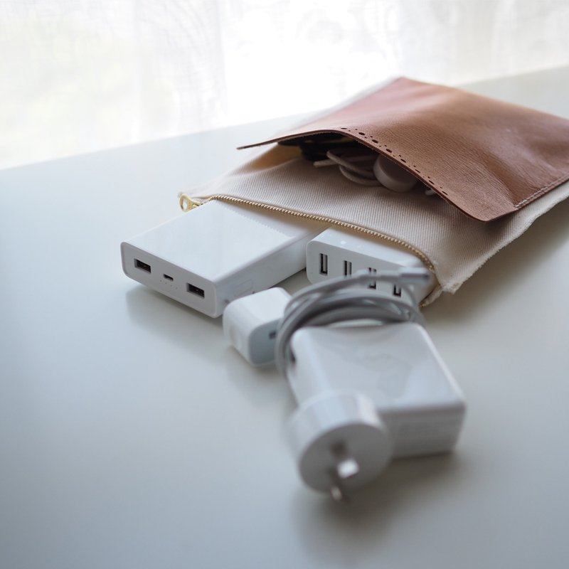 Leather Pouch: 旅行收纳包,杂物包,旅行-L030 - 化妆包/杂物包 - 真皮 橘色