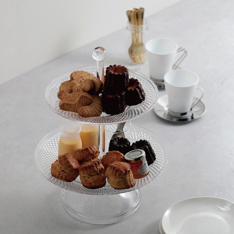 日本【SALUS 佐藤金属】英式双层点心架 - 盘子/餐盘/盘架 - 不锈钢 银色