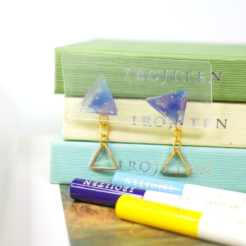 星云 手绘贴耳耳环 耳夹/耳针 - 耳环/耳夹 - 防水材质 蓝色