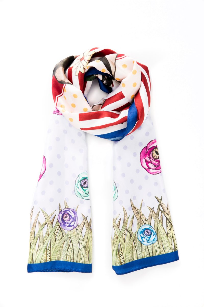 小波长丝巾 ---米纳瓦 x Ada Lee - 丝巾 - 丝．绢 红色