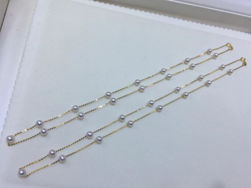 满天星 天然淡水珍珠 18K金 肖邦链 项链 - 项链 - 珍珠 白色