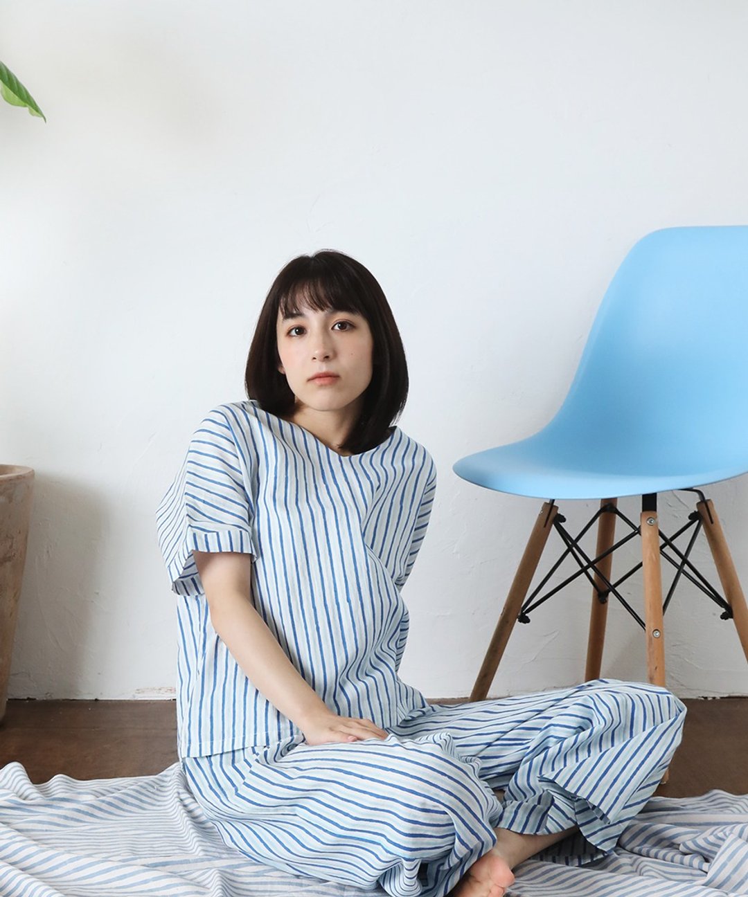 Kadi pajamas top short / stripe - 居家服/睡衣 - 棉 