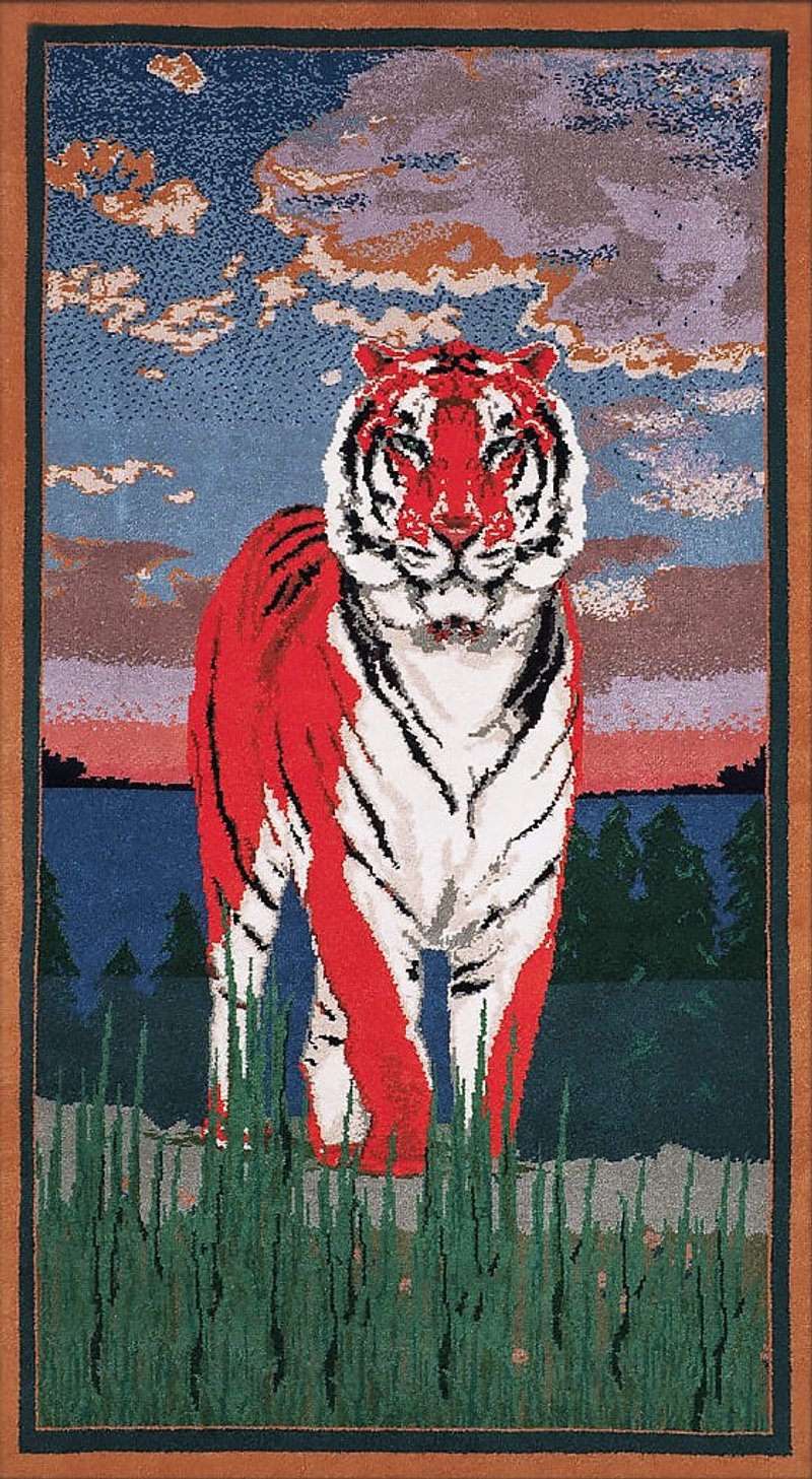 手工制作现代老虎印花儿童礼物/时尚自然艺术簇绒地毯 - 地垫/地毯 - 棉．麻 多色