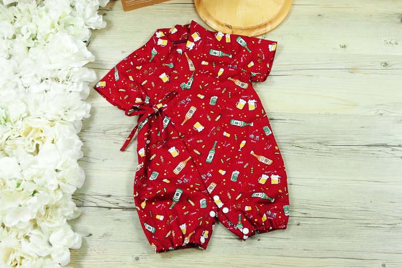 啤酒连身衣夏日日式甚平-婴儿 小孩90~110 - 包屁衣/连体衣 - 棉．麻 