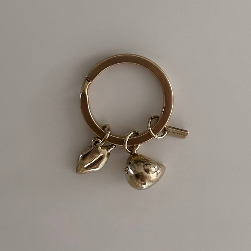 森林小物—小鸟&竹柏 2件组 黄铜钥匙圈吊饰 - 吊饰 - 铜/黄铜 