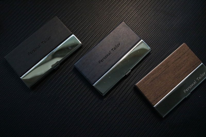 简约皮革压木纹名片夹绅士商务名片盒免费刻字 - 名片夹/名片盒 - 真皮 多色