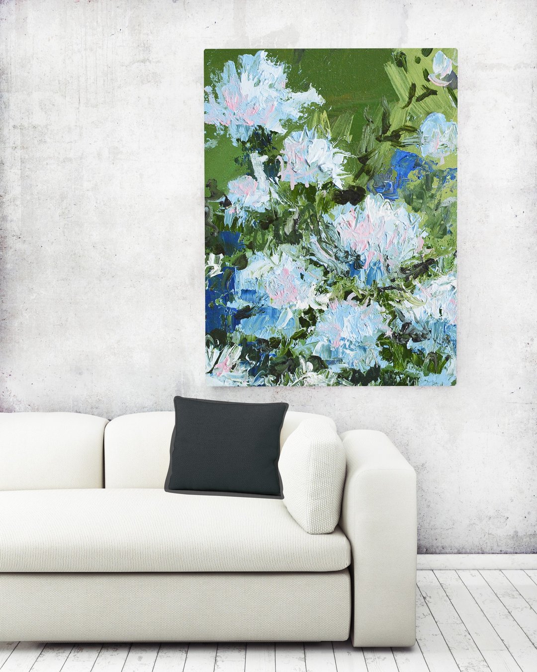 俄罗斯艺术家原创油画 画布材质 白色花卉 任意尺寸 花园主题 - 墙贴/壁贴 - 其他材质 绿色