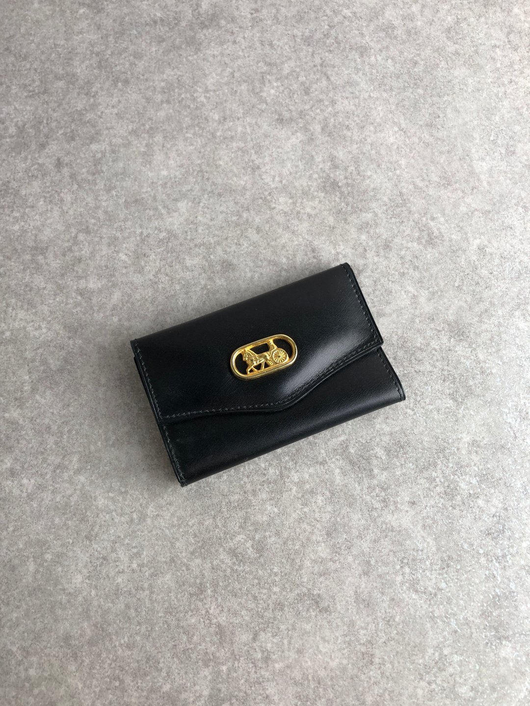 【日本直送 名牌中古包】CELINE 经典马车 LOGO 钥匙圈 黑色 6 连 压纹皮革 vintage 古着 hnhm6t - 钥匙链/钥匙包 - 真皮 黑色