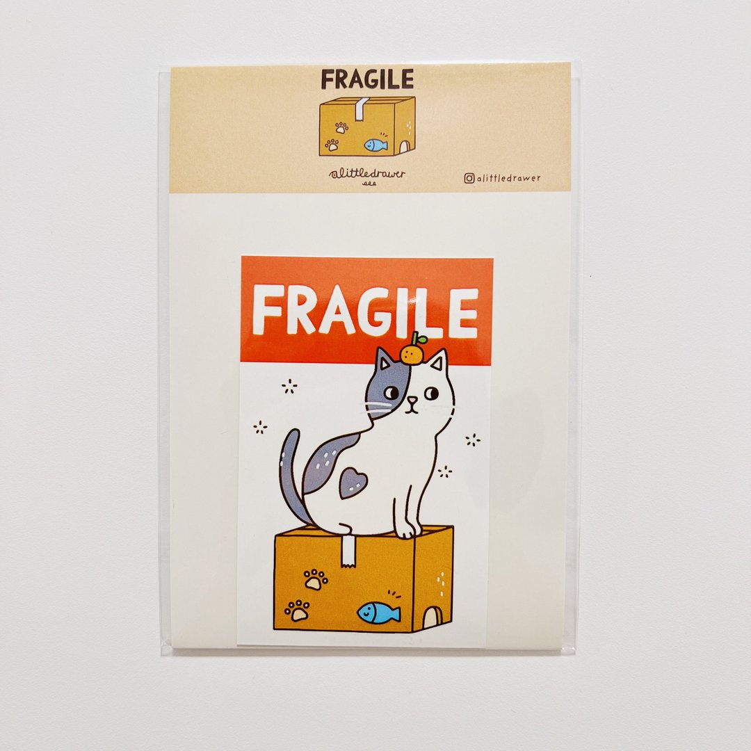 行李贴纸/ Fragile 猫篇 - 贴纸 - 纸 红色