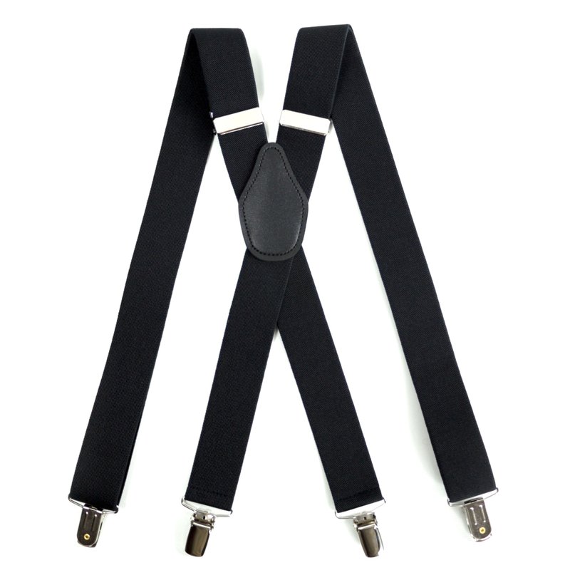 Suspenders 吊带夹【素色中宽】吊带 32mm made in Taiwan - 皮带/腰带 - 棉．麻 黑色